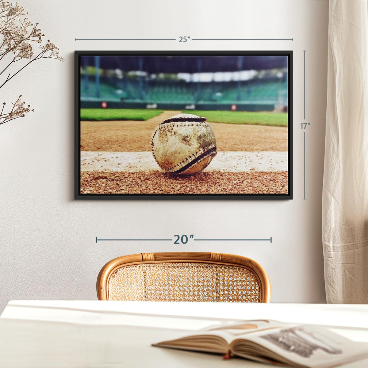 ElephantStock Baseball In Stadium Wall Art - Horizontal Framed Canvas - 1-Piece Living Room Wall