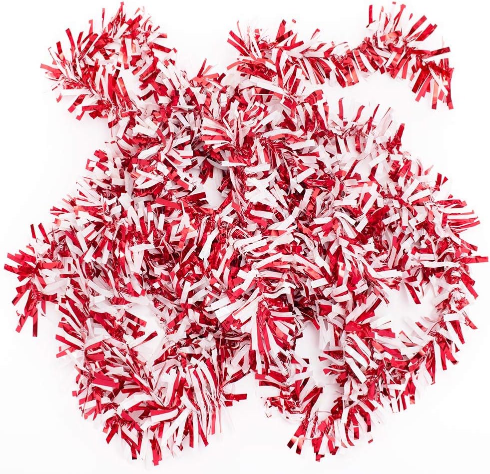 Anderson's Red & White Sparkle Glitter Metallic Tinsel Twist for Trailer Or Golf Cart, 4 inches