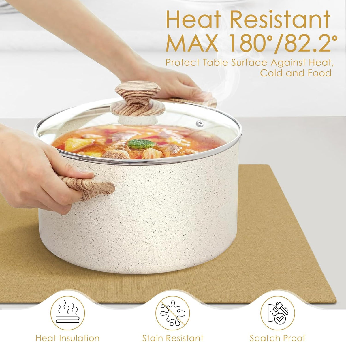 MANSPHIL Cloth Placemats Set of 6, Double Layer Faux Linen Place Mats Heat Resistant Washable Table