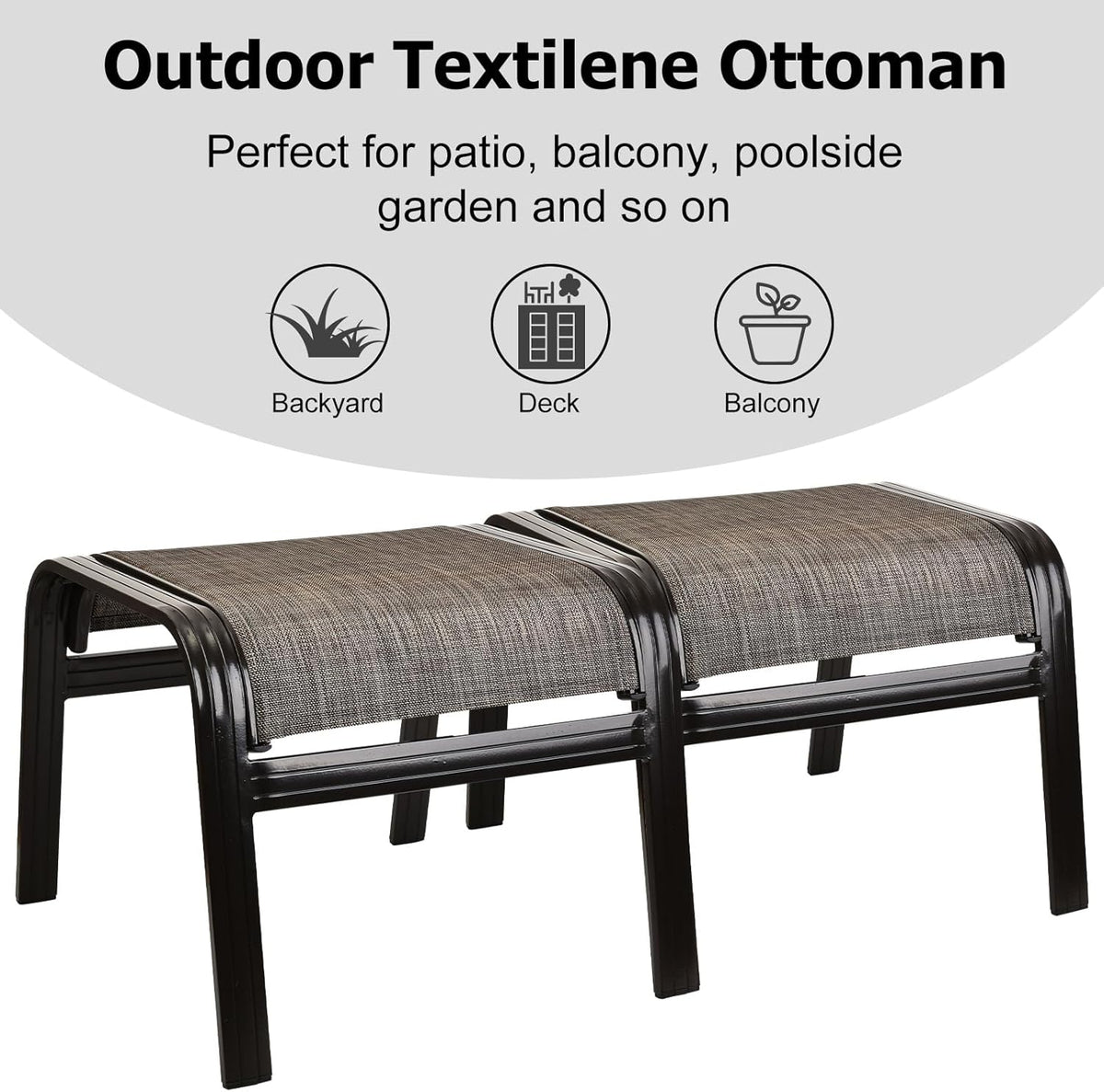 Patio Outdoor Ottoman Footstools Assembled Aluminum Footrest Side Table Small Chairs Patio Ottoman