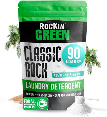 Rockin' Green Classic Rock Laundry Detergent (90 Loads), Plant based, All Natural Laundry Detergent
