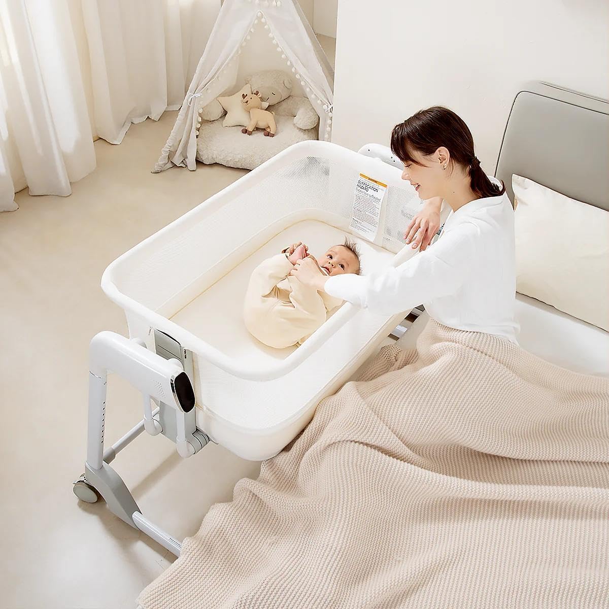 Maydolly Baby Bassinet, Smart Crib, Automatic Cry Detection and Response, Rocking Bassinet for