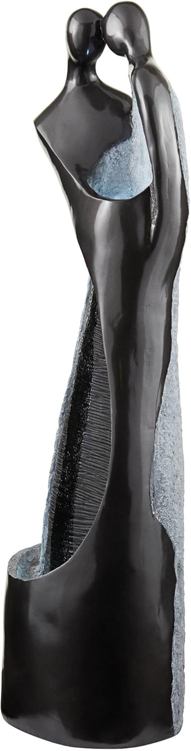Modern Couple 47" High Large Indoor Outdoor Decor Black Resin Floor Fountain with Light LED Tall