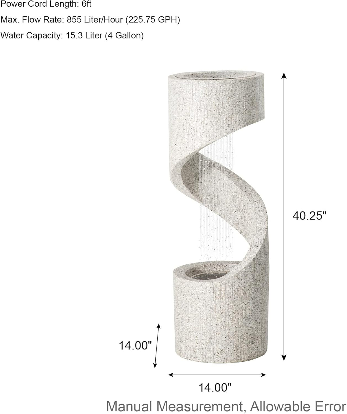Glitzhome Decorative Tiered Outdoor Water Fountain with LED Light Vintage Curved Waterfall Fountain