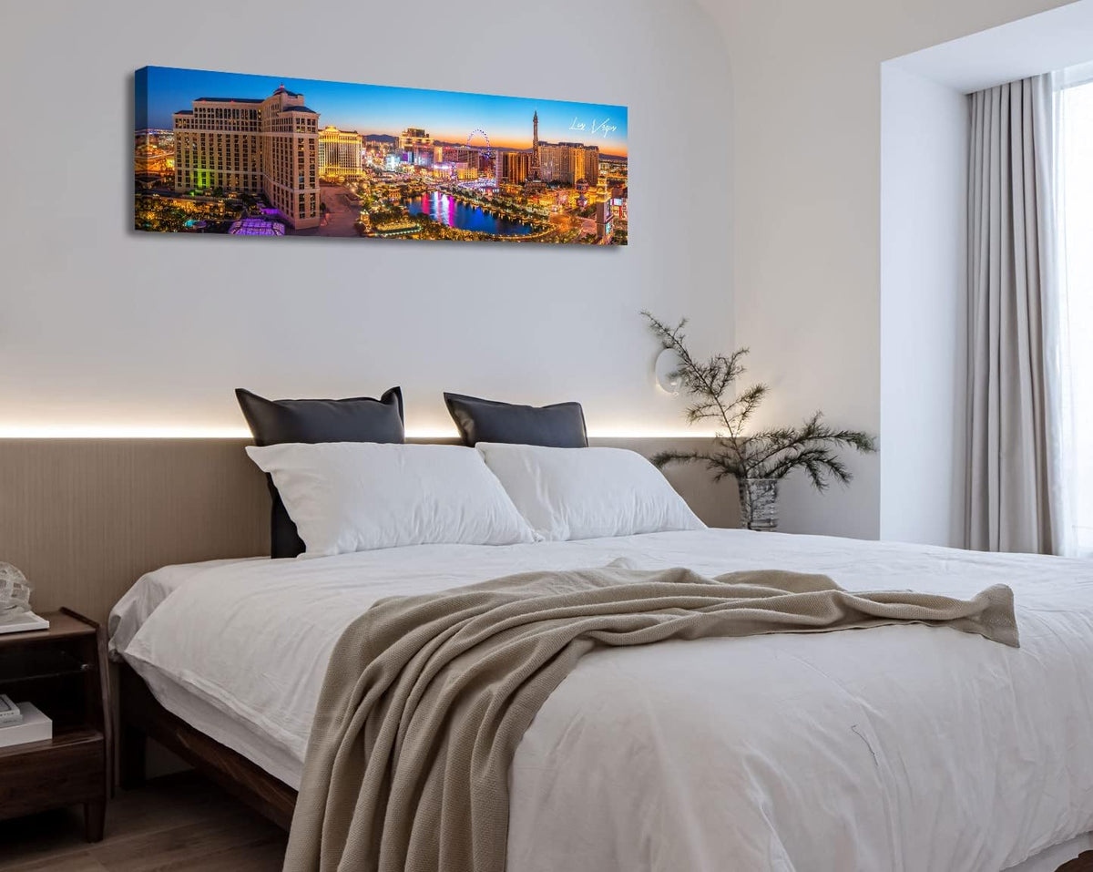 Las Vegas Skyline Wall Art Cityscape Canvas Prints City Modern Building Posters Bellagio Fountain