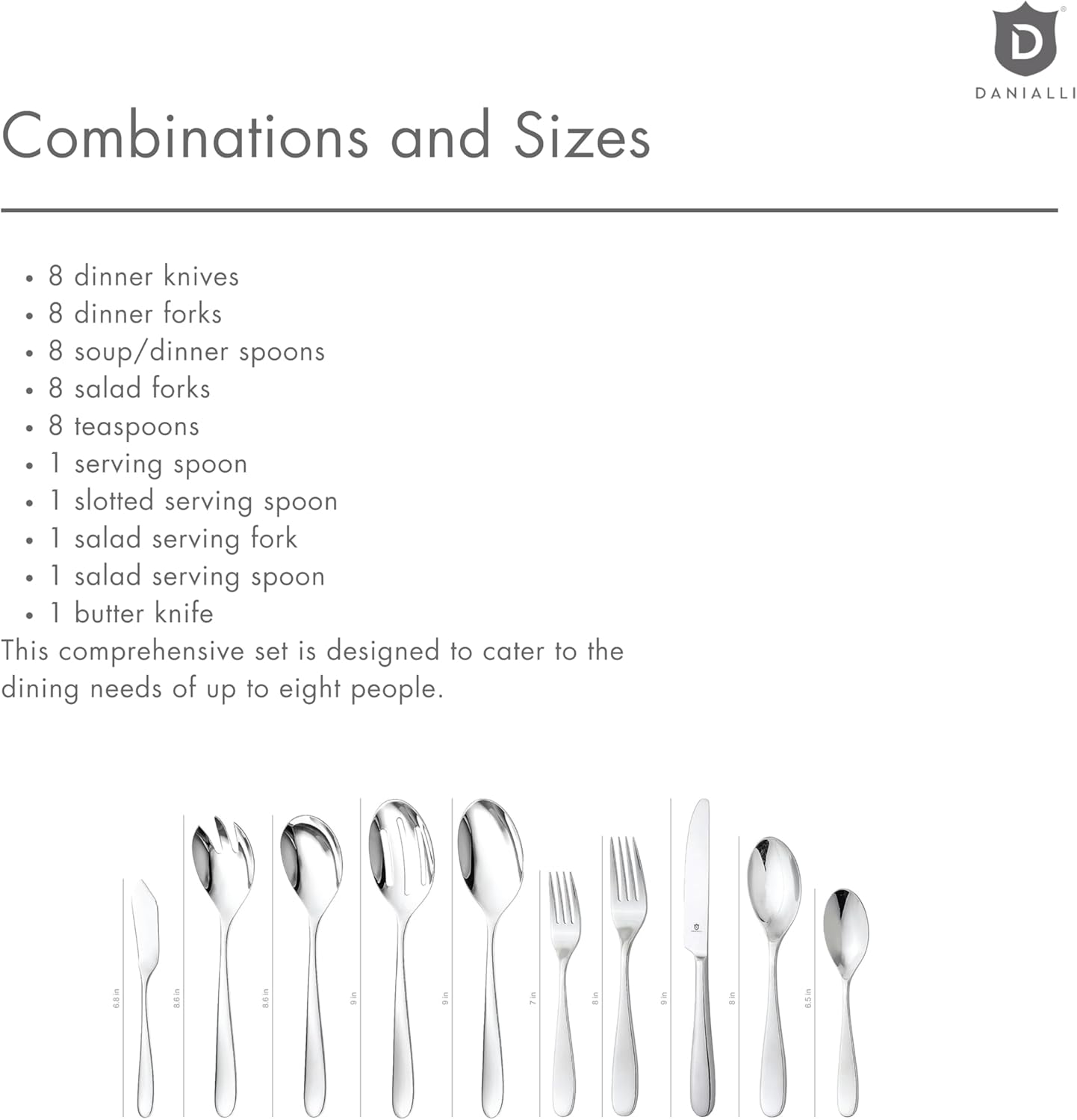 Silverware Set for 8 with Serving Utensils, 18/10 Stainless Steel Flatware, Mirror Finish
