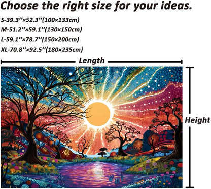 Serborlur Tree of Life Tapestry Trippy Sun Forest Tapestries Colorful Starry Sky Tapestries Hippie