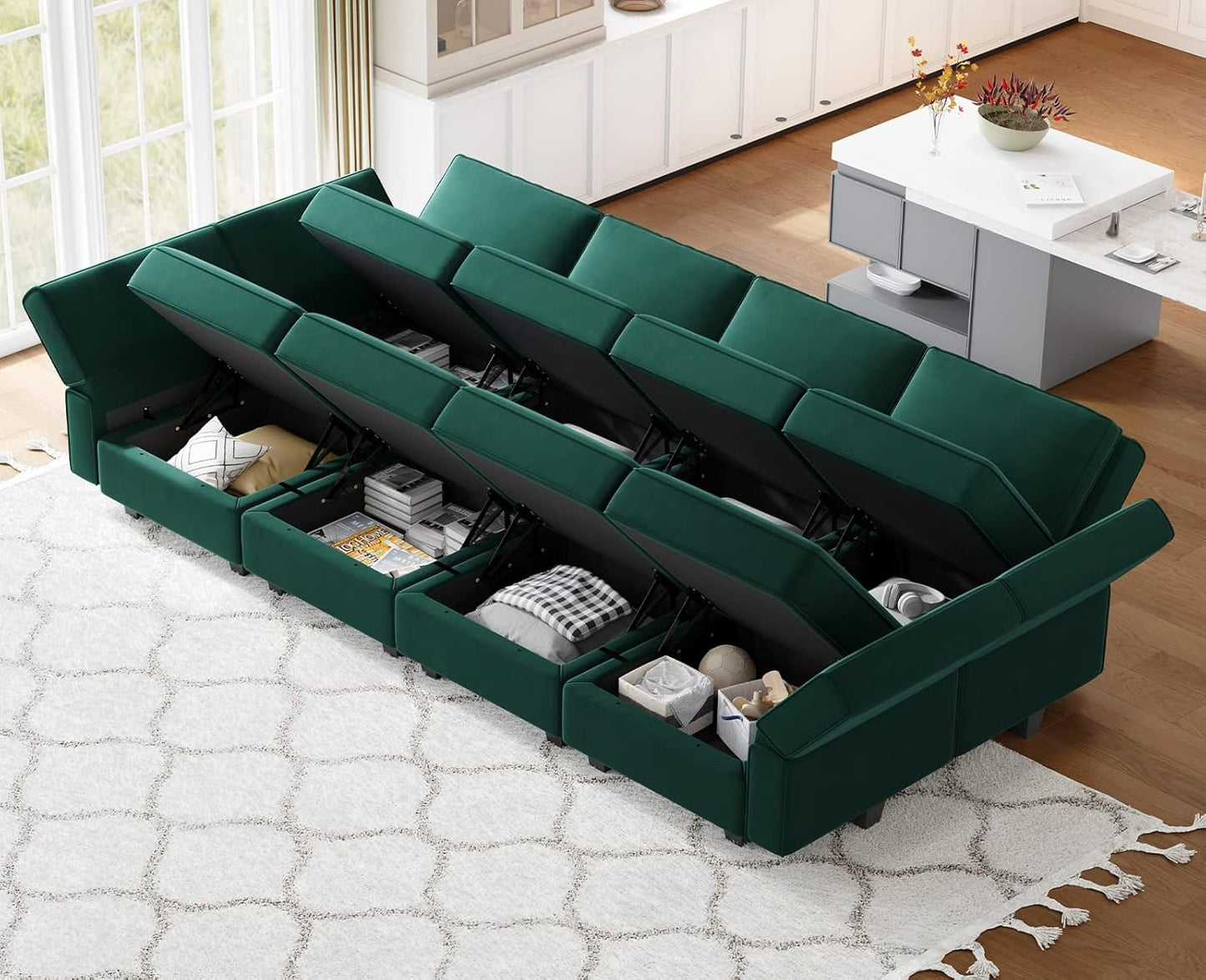 Belffin Modular Sectional Sofa with Storage Chaises Sectional Sleeper Sofa Couch 8 Seat Sectional
