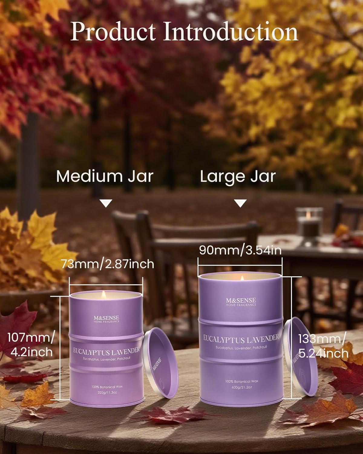 M&SENSE Eucalyptus Lavender Scented Candles Natural Non Toxic, Aromatherapy Candle for Stress