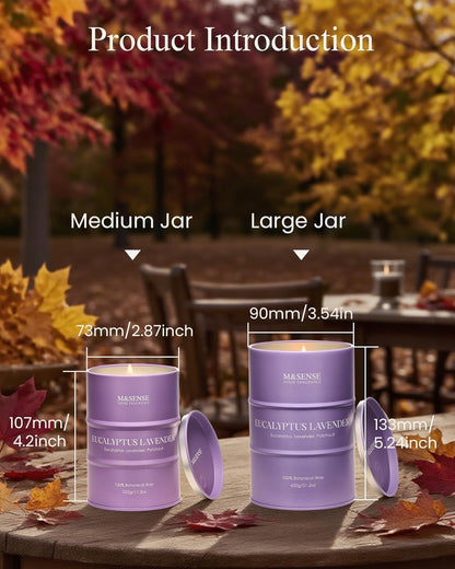 M&SENSE Eucalyptus Lavender Scented Candles Natural Non Toxic, Aromatherapy Candle for Stress