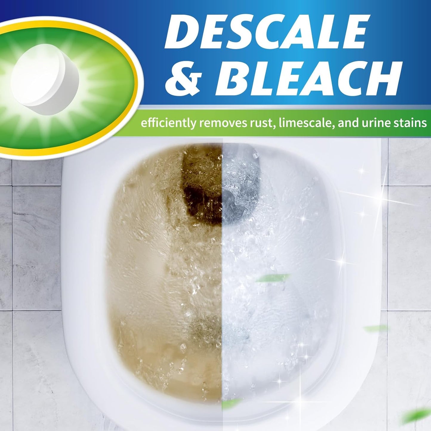 Toilet Bowl Cleaner Tablets - 20 PCS Automatic Bleach Toilet Cleaner Tablets, Slow-Releasing