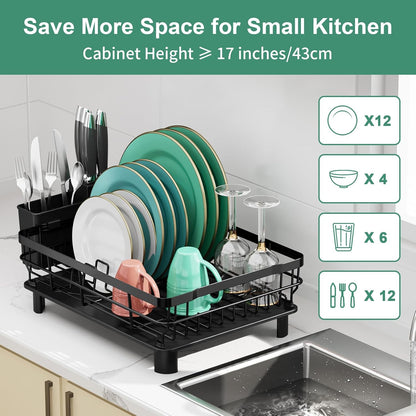 MOUKABAL Dish Drying Rack, Dish Rack, Stainless Steel Dish Racks for Kitchen Counter, Dish Drainer