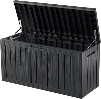 80 Gallon Outdoor Storage Box Waterproof Lockable Resin Deck Box Large, Patio Storage Bin for Pool