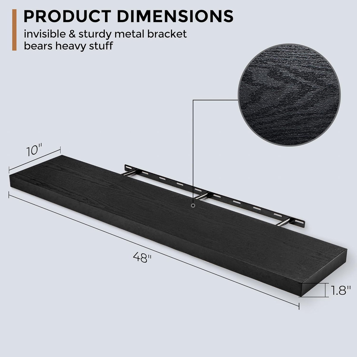 Floating Shelves - 10.3 Inch Deep Wall Shelf for Decor & Storage - Wall Mounted Display Shelving
