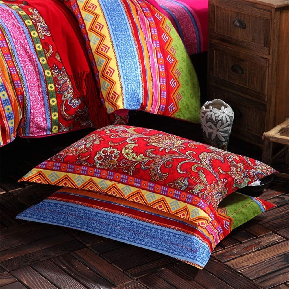 ABREEZE Bohemian Duvet Cover Set Colorful Red Boho Retro Bedding Set Damask Paisley Cotton Duvet