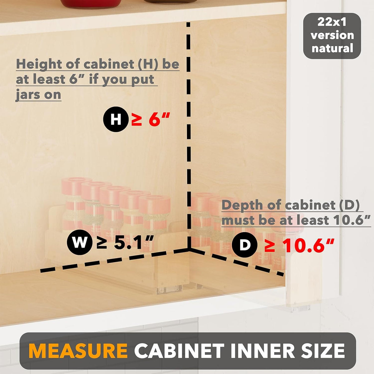 SpaceAid Bamboo Pull Out Spice Rack Organizer for Cabinet, Heavy Duty Slide Out Seasoning Kitchen