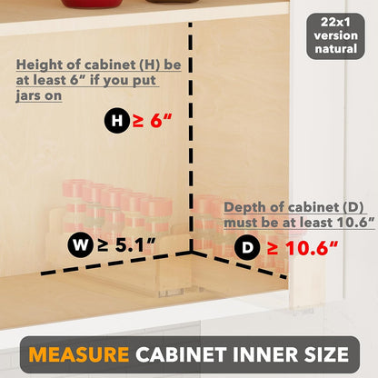 SpaceAid Bamboo Pull Out Spice Rack Organizer for Cabinet, Heavy Duty Slide Out Seasoning Kitchen