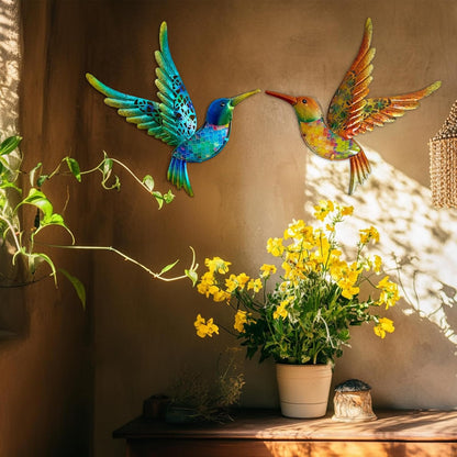 HONGLAND Metal Hummingbird Wall Art 12inch Metal Birds Wall Sculpture Garden Decoration Outdoor