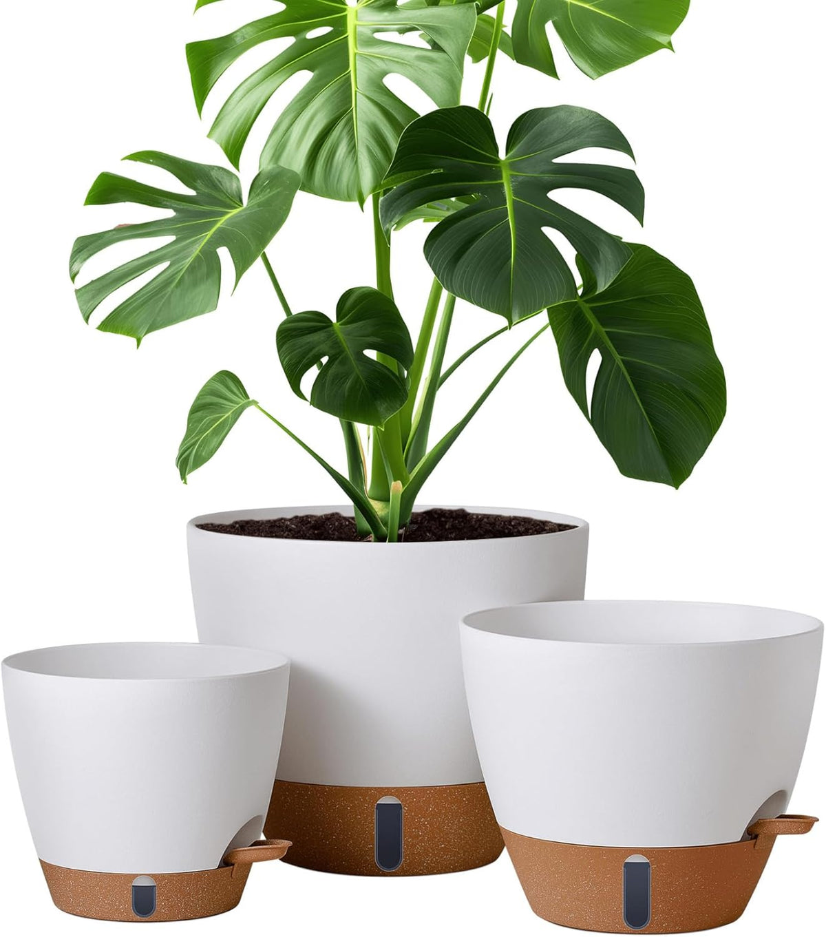 montresor 12/10/8 Inch Self Watering Pots for Indoor Plants Plastic Large Pot for Outdoor Plants