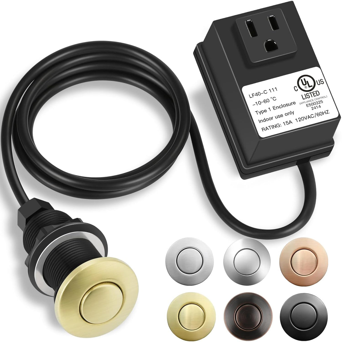 Garbage Disposal Air Switch Kit, UL Certified Professional Garbage Disposal Switch Button Power