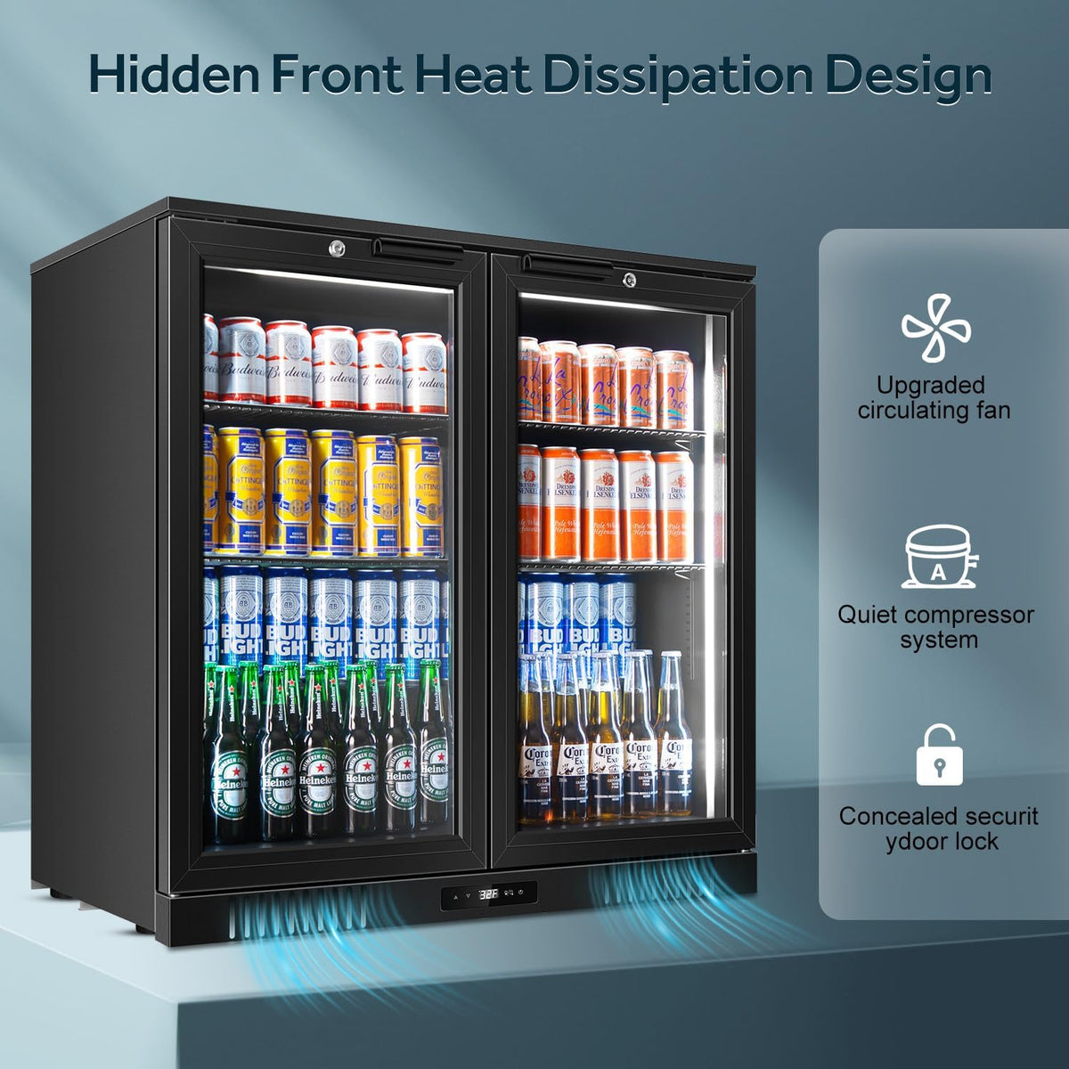 Tylza Back Bar Cooler With 2 Glass Doors, 7.2 Cu.Ft Under Counter Back Bar Refrigerator with LED