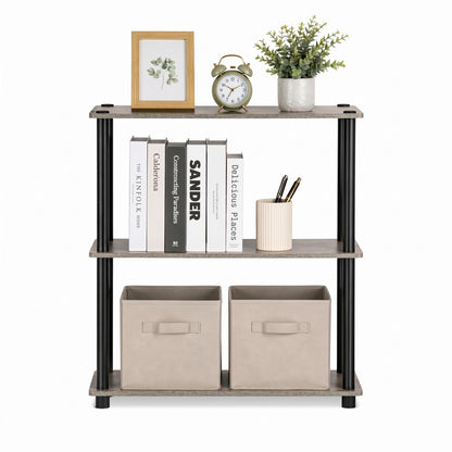 Furinno Turn-N-Tube Storage Shelves, 3-Tier Book Shelf, Corner Shelf, Toolless Open Shelves, for
