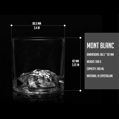 Mont Blanc Heavy Crystal Whiskey Glasses Gift Set of 2, Thick Freezable Bourbon Glass 1lb Each