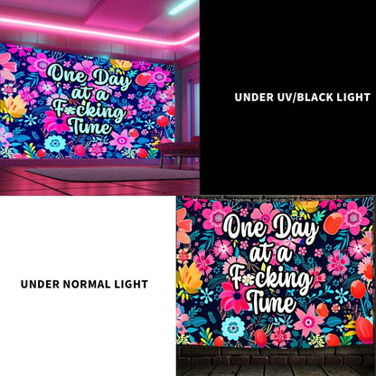 ADDWel Blacklight Floral Tapestry, Hippie Flower Tapestry Glow In The Dark, UV Reactive Black Light