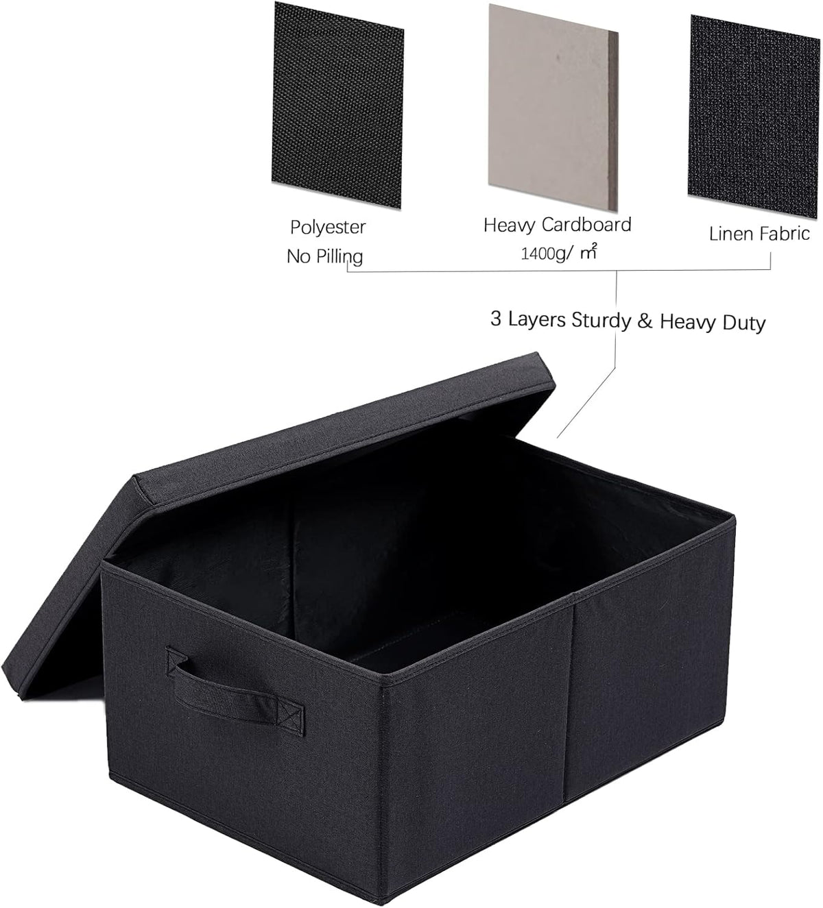 HOONEX Storage Bins with Lids for Organizing, Pack of 2, Storage Boxes with 2 Carrying Handles and