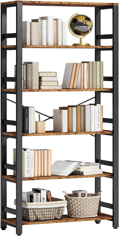 IRONCK Bookshelf, 31.5in Wide Shelf 6 Tier Bookcase, 110lbs/shelf Vintage Industrial Style