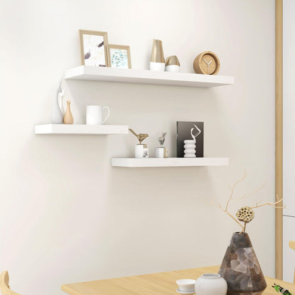 Fun Memories Deep Floating Shelves - 16" W x 9" D x 1.6" H Rustic White Wall Shelf - Wall Mounted