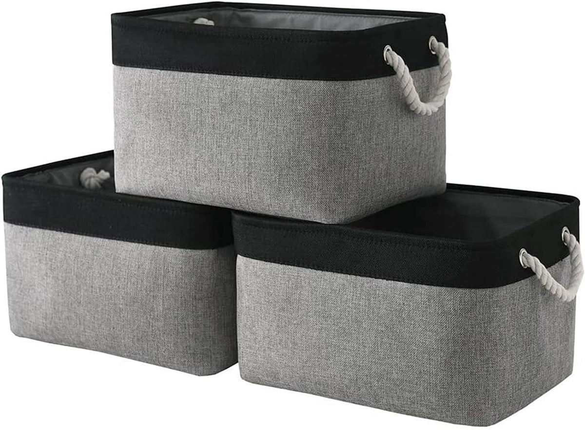 Organization and Storage Bins for Shelves - 16x12x8 inch Large 3 Pack Fabric Storage Cubes
