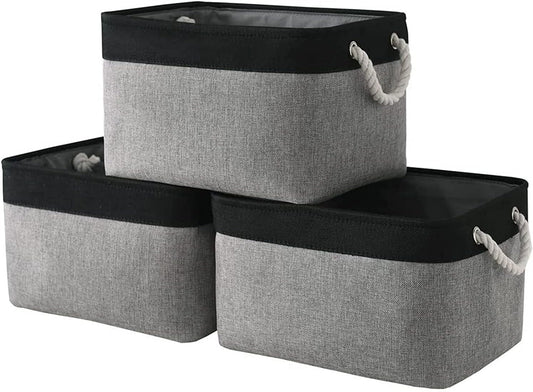 Organization and Storage Bins for Shelves - 16x12x8 inch Large 3 Pack Fabric Storage Cubes