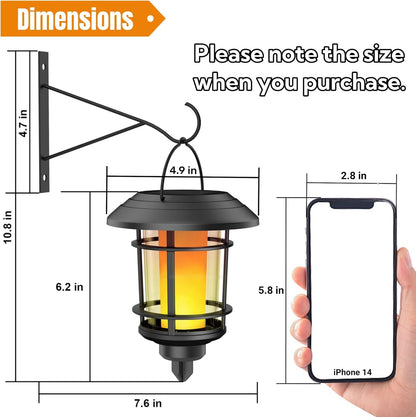 Dynaming Solar Flame Wall Lanterns, Outdoor Solar Wall Hanging Lights, Flickering Flame LED Lights