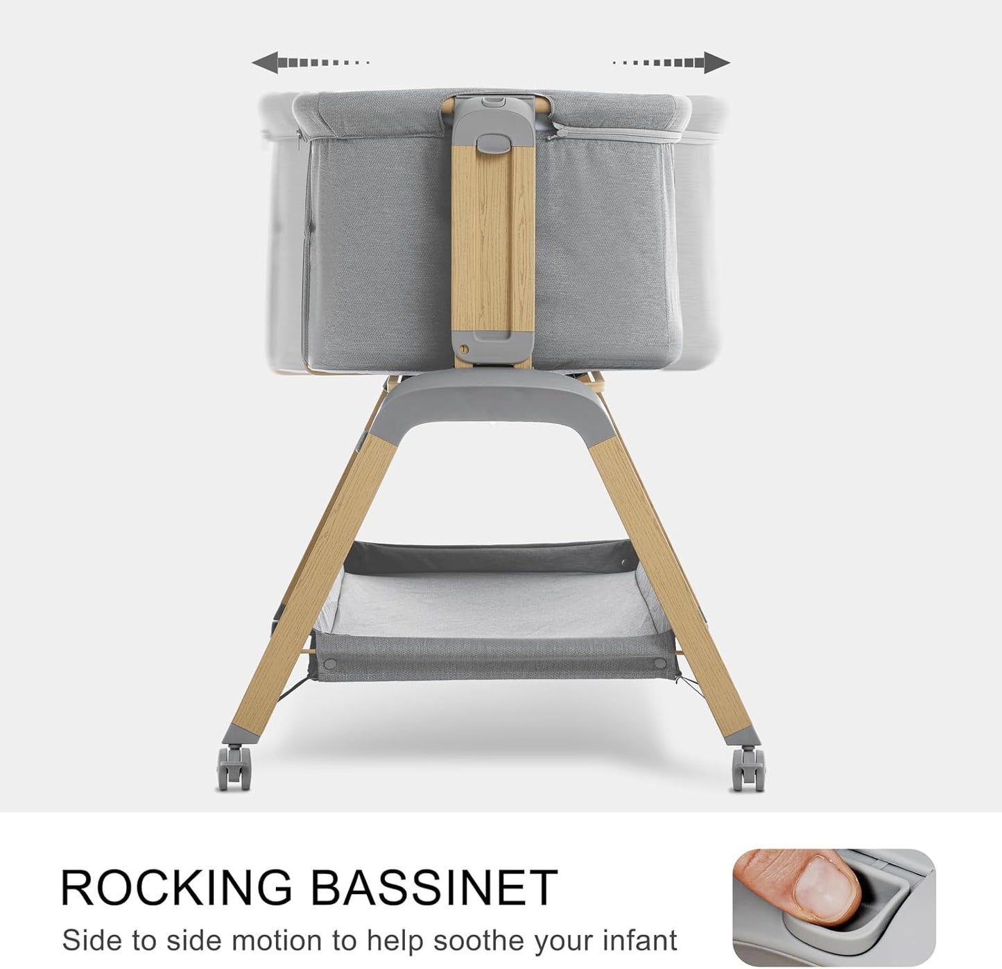 3 in 1 Baby Bassinet, Rocking Bassinets with Comfy Mattress and Wheels, Adjustable Height Bassinet