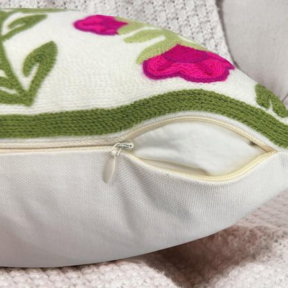 Alysheer Floral Embroidered Summer Decorative Throw Pillow Covers 20"x 20" Set of 2, Farmhouse