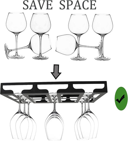 Wine Glass Rack - Under Cabinet Stemware Wine Glass Holder Glasses Storage Hanger Metal Hanging