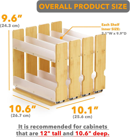 SpaceAid Bamboo Pull Out Spice Rack Organizer for Cabinet, Heavy Duty Slide Out Seasoning Kitchen