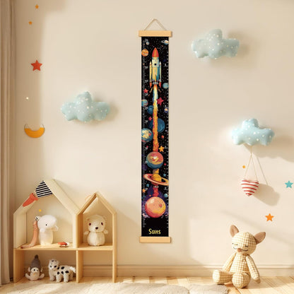 Personalized Name Growth Chart Wall Decor for Kids – Canvas Removable Height Chart Measuring Ruler