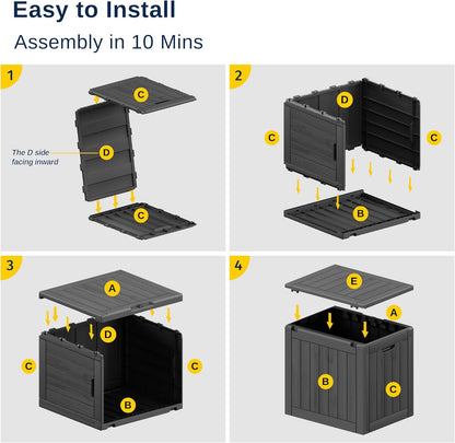 EAST OAK Outdoor Storage Box, 31 Gallon Deck Box, Waterproof Resin Storage Bin for Patio Cushions