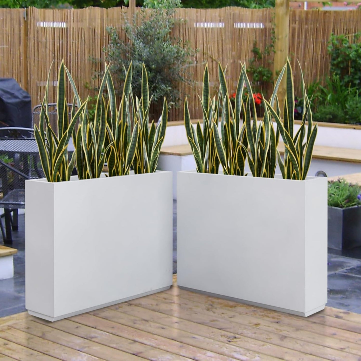 Metallic Heavy Planter for Outdoor Plants, 38Lx10Wx30H Inches Tall and Long Metal Divider Planter