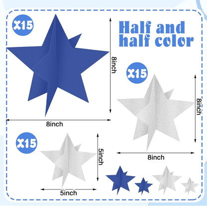 45 Pcs 3D Star Centerpieces Movie Night Decorations for Table in 3 Sizes Hanging Supplies for Red
