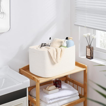 3-Pack Shelf Baskets for Organizing, Woven Storage Basket for Shelves, Cotton Rope Storage Bins for