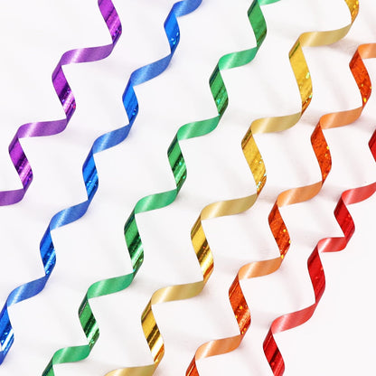 BEISHIDA 6 Assorted Colors Curling Ribbons Balloon String Ribbons - Rainbow Balloons 6 Rolls for