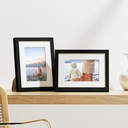 Vittanly 6x8 Picture Frames Set of 9, Shatter Resistant Plexiglass, Display 4x6 Pictures with Mat