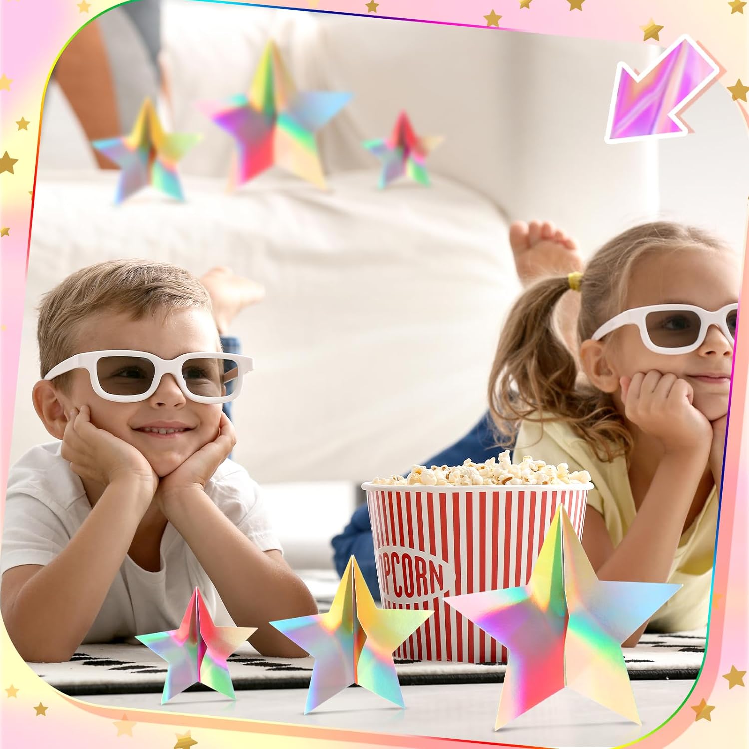 45 Pcs 3D Star Centerpieces Movie Night Decorations for Table in 3 Size Hanging Supplies for Red