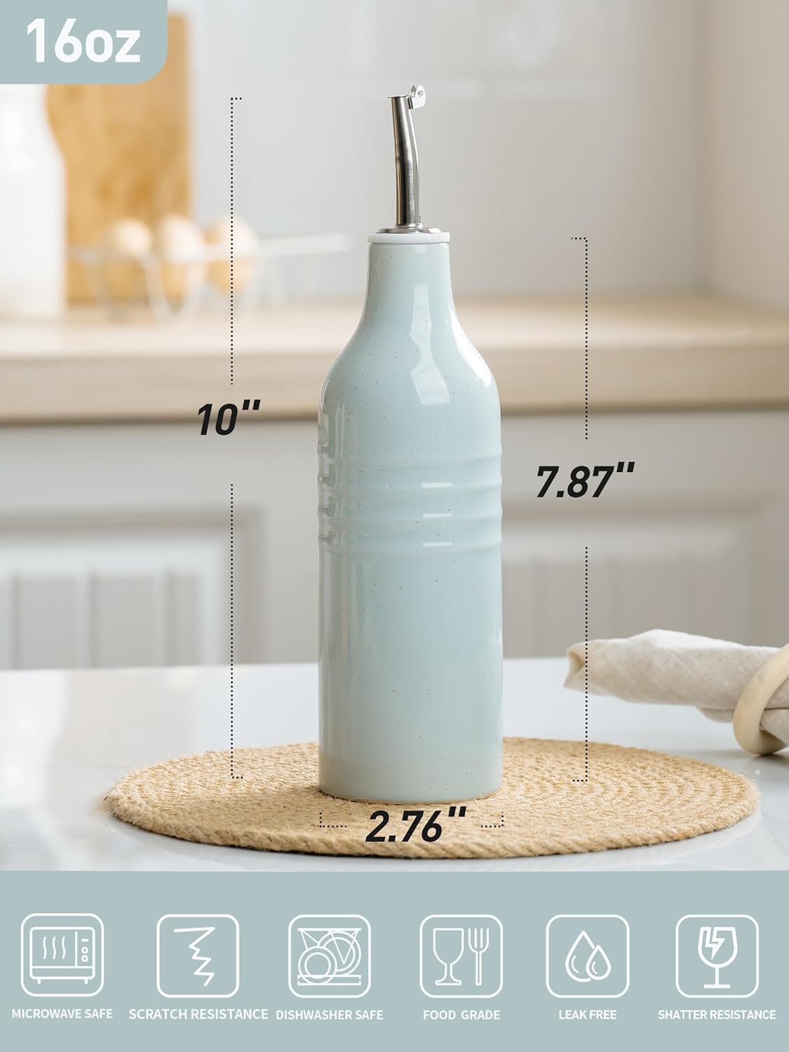 famiware Jupiter 16oz Ceramic Olive Oil Dispenser Bottle, 1 Piece Oil Dispenser for Kitchen with