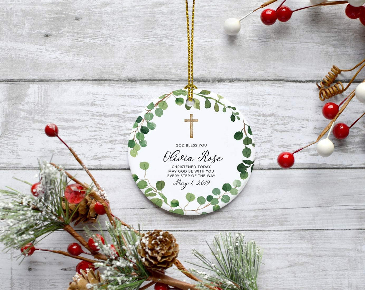 Andaz Press Personalized Round Ceramic Porcelain Christmas Ornament Keepsake Collectible Gift, God