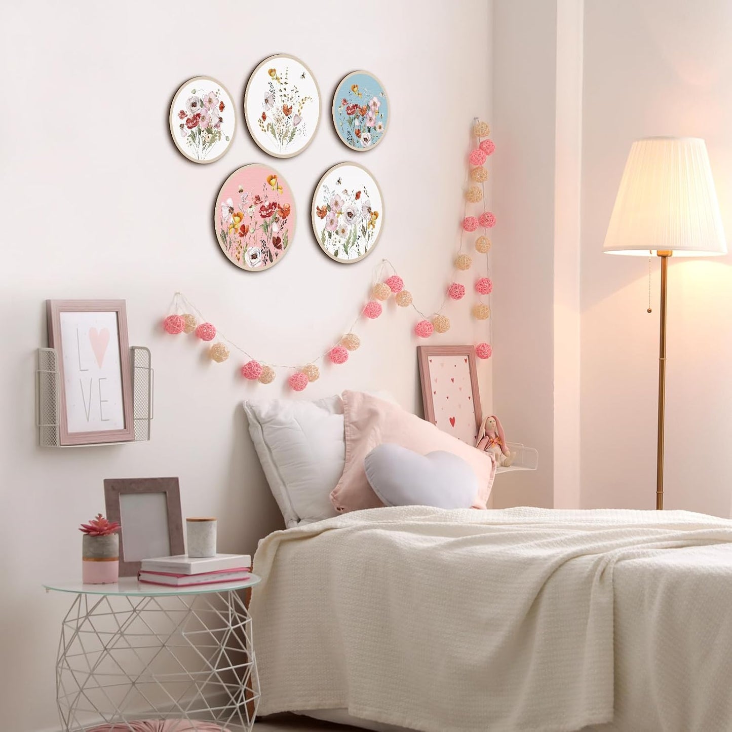 Qunclay 5 Pcs Wall Art Decor Wooden Living Room Wall Decor Bohemian Hanging Farmhouse Geometric