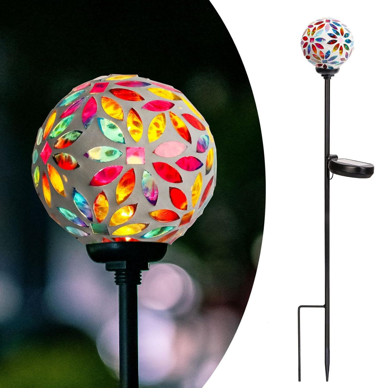 Afirst Solar Lights Outdoor Decorative - Solar Mosaic Garden Stakes Flower Decorative Lights